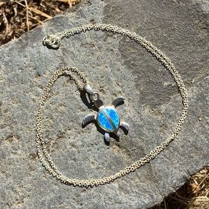 Opal Sterling Turtle Necklace